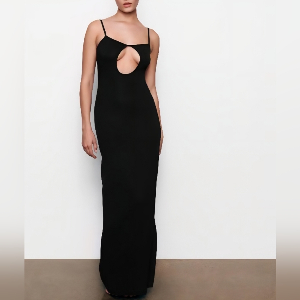 SKIMS Gray Keyhole Maxi Dress